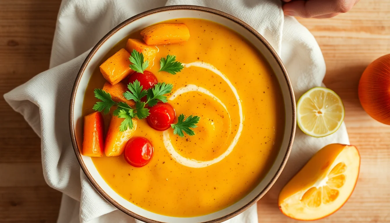 Kremet squashsuppe med ingefær og lime