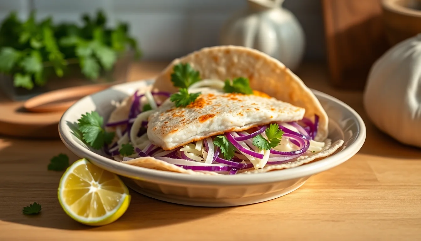 Fisketaco med torsk og kål