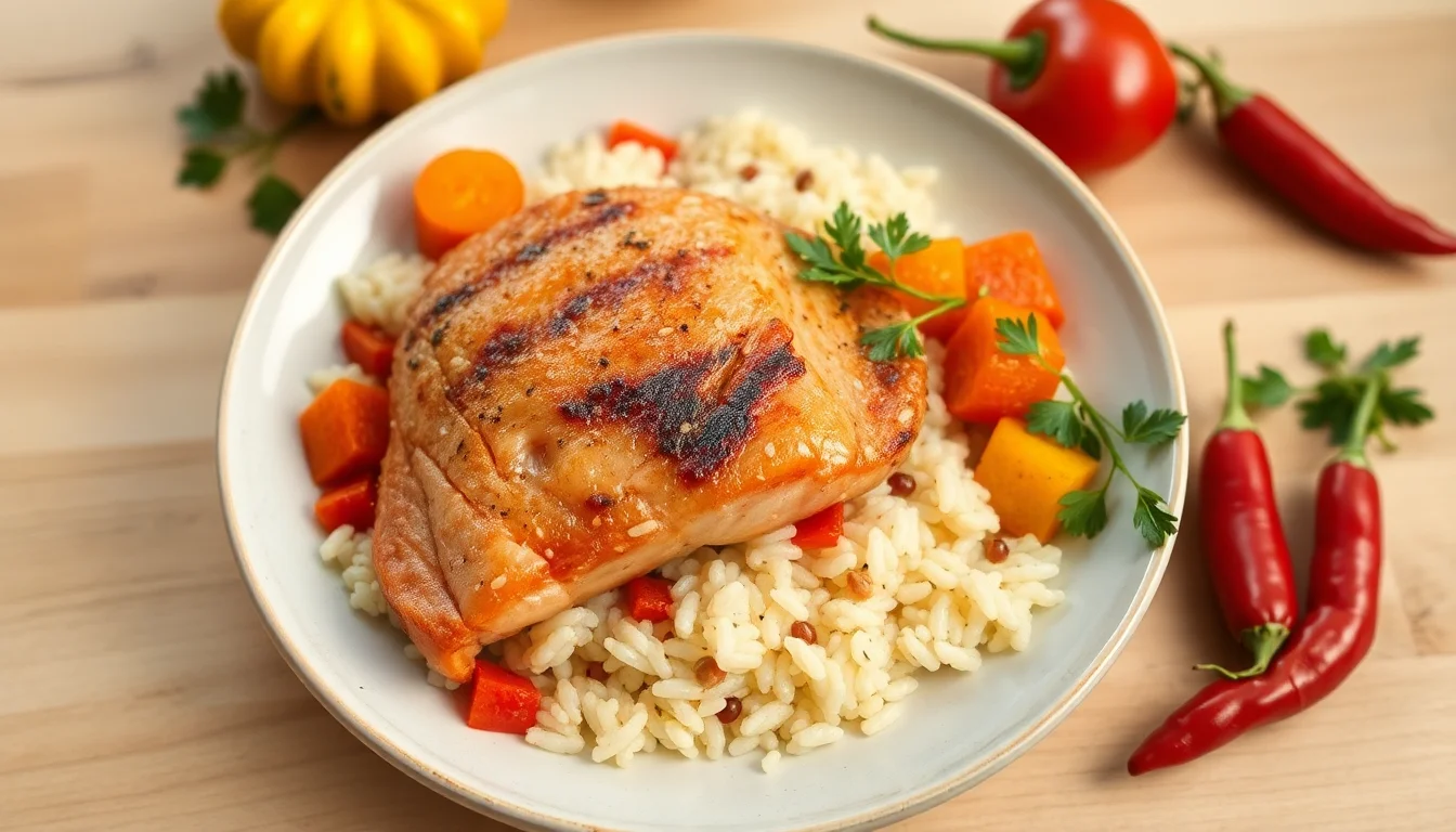 Kyllingwok med ingefær, paprika og ris