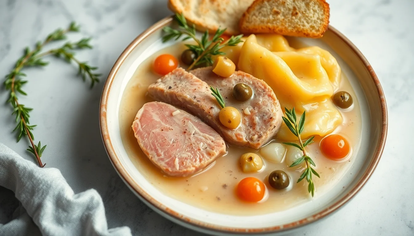 Svinemørbrad med eplekompott og blomkålpuré