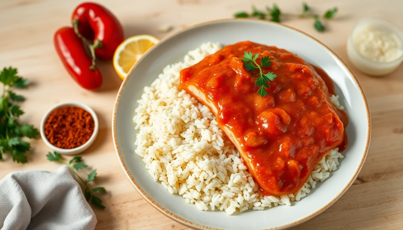 Svinefilet med paprikasaus og ris