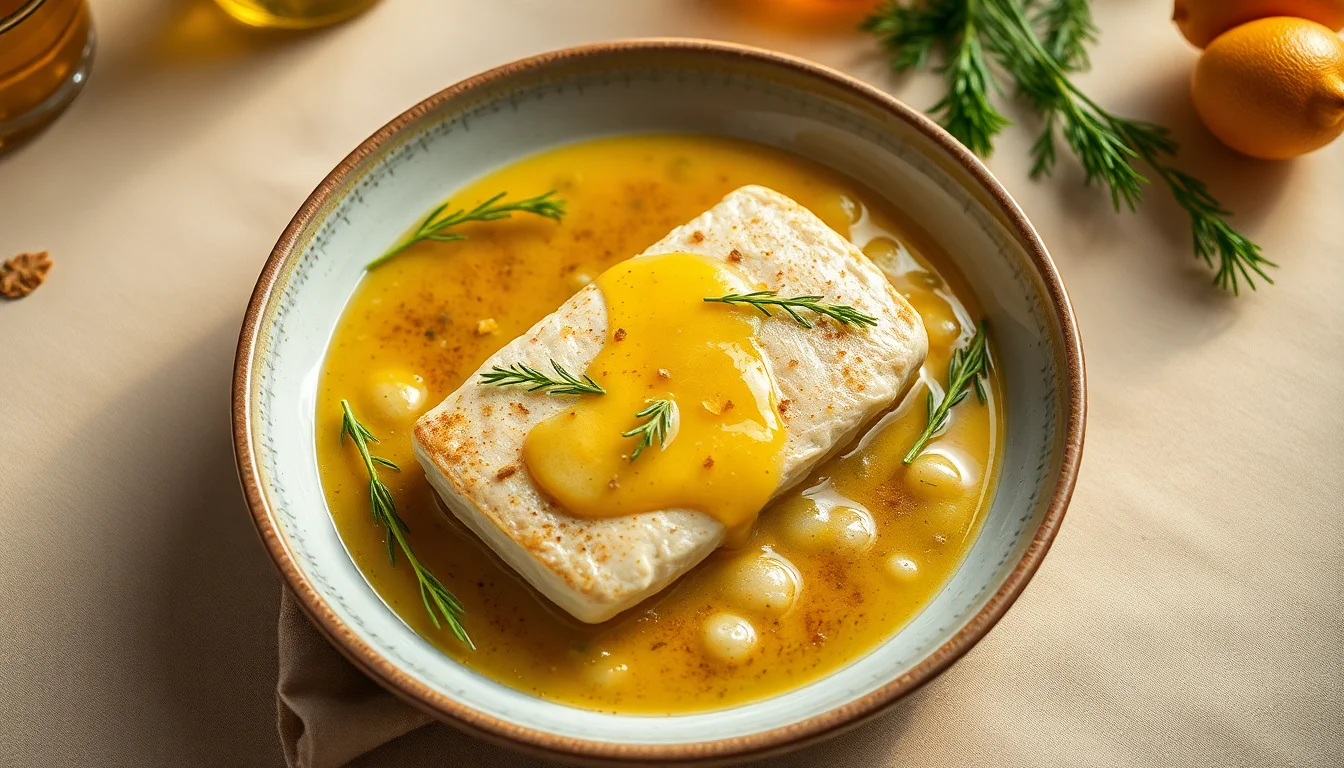 Torskefilet med smørsaus og blomkålpuré