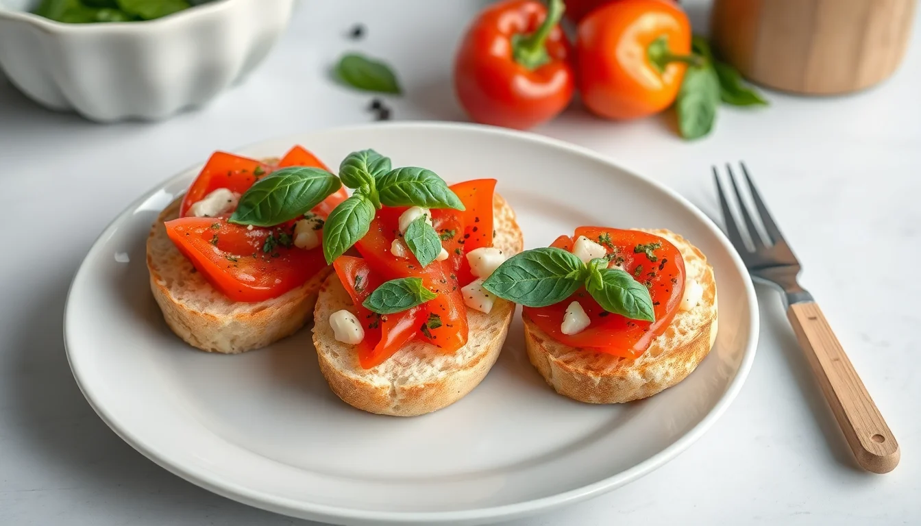 Bruschetta med paprika og basilikum