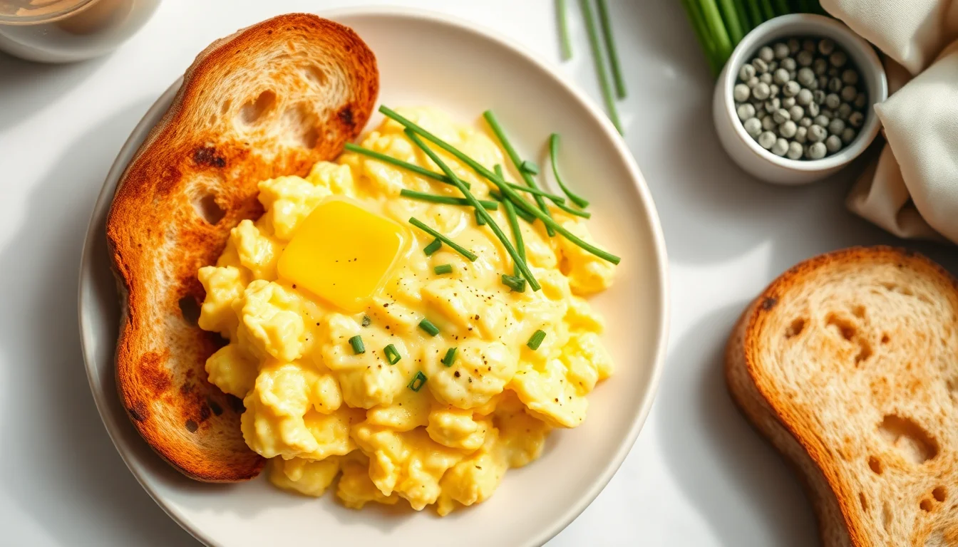 Eggerøre med gressløk og ristet loff